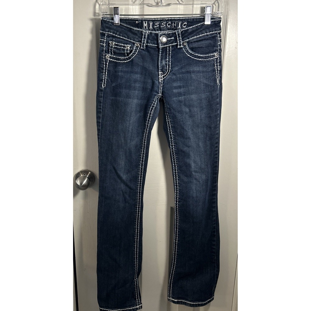 Miss Chic Size 5 Jeans Rhinestone Studded Bling Stretch Denim Cowgirl